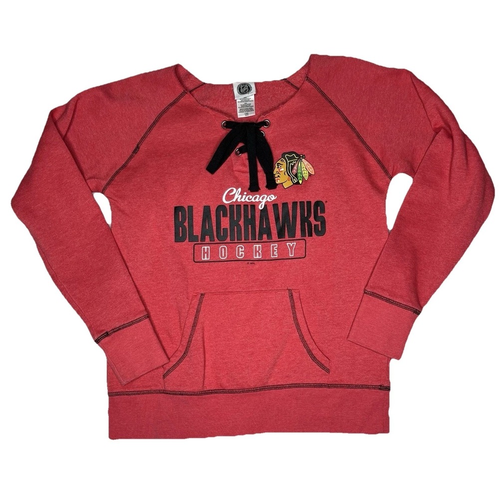 Chicago Blackhawks NHL Lace Up Red Sweatshirt Women's Retro Y2K Hockey